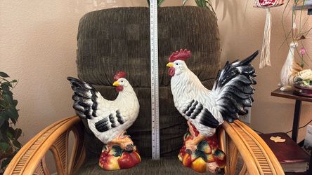 Rooster & Hen Large Figurines