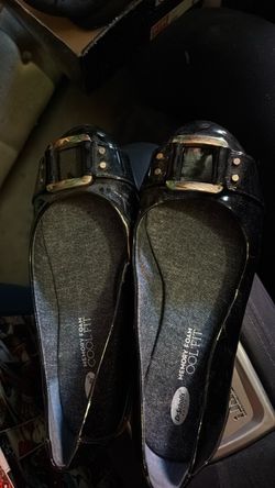 Dr. Scholl's Black Patent Flats with Buckle