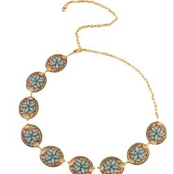 Waistband Metal Medallion Concho Chain Trouser Dress Belts Boho Waist Strap 