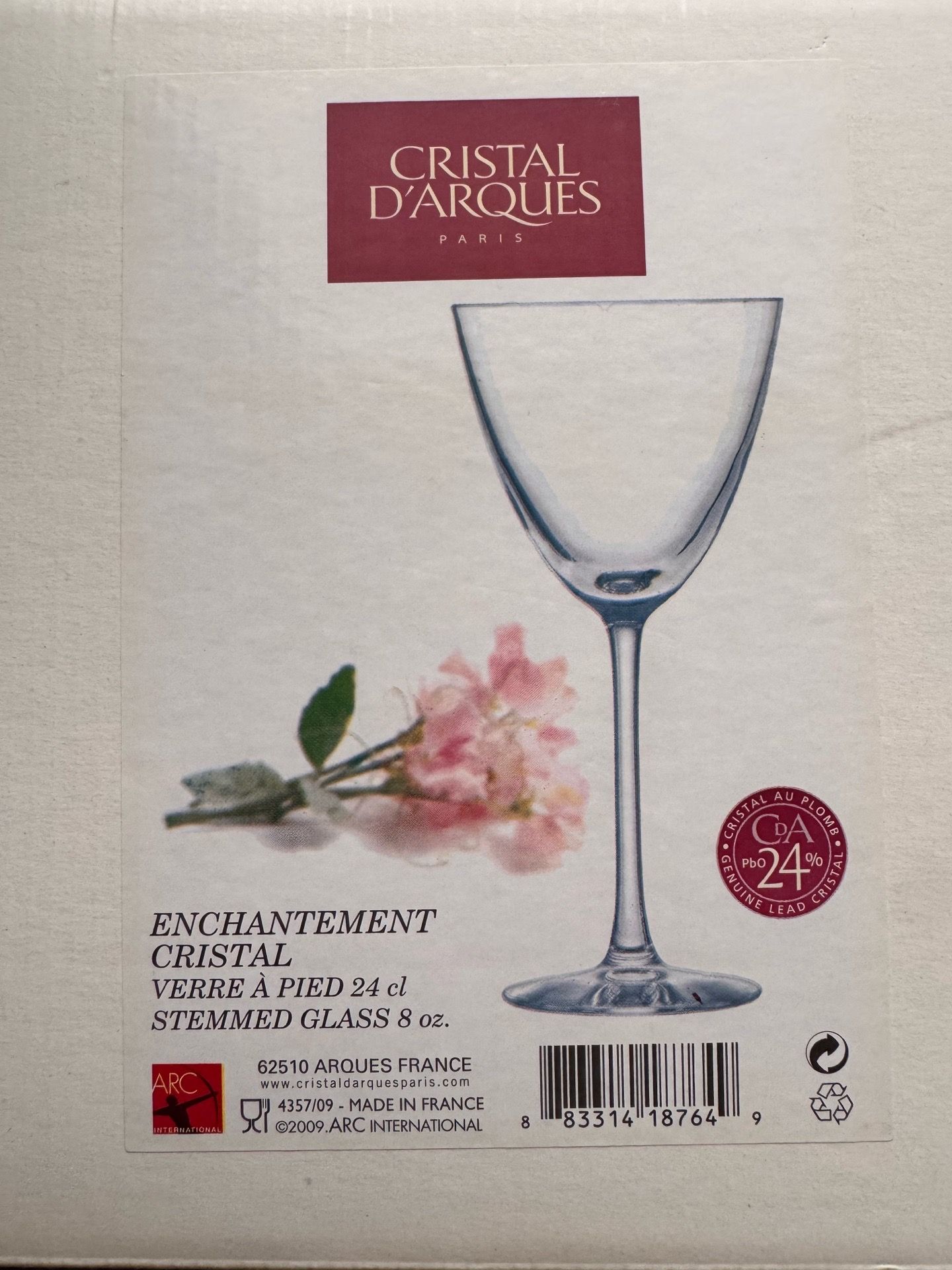 Cristal d’Arques Paris crystal stemmed glasses