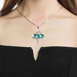 Lovely Gemstone Dancing Girl Pendant Necklace