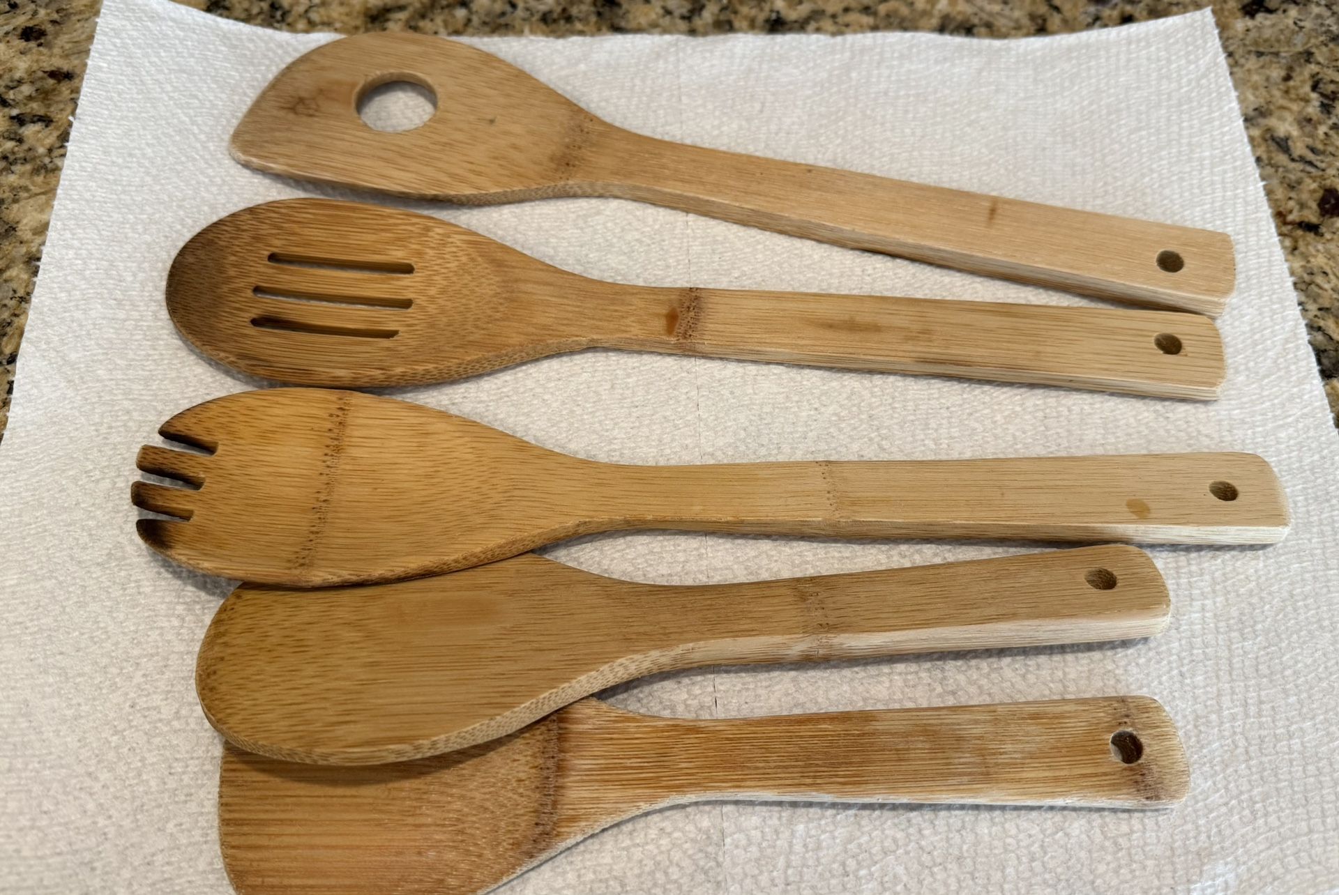 Set Of 5 Bamboo Spatulas Kitchen Utensils Set