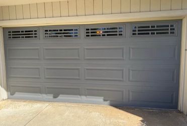 Gray Double Garage Door with Windows