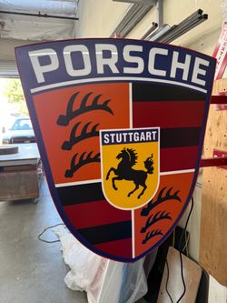 Large Double Sided Porsche Stuttgart Crest Shield Sign