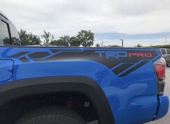 Toyota Tacoma Vinyl Bed Wrap decals, championship design, tribal Graphics fits 2016-2021, black matte, trd pro stickers
