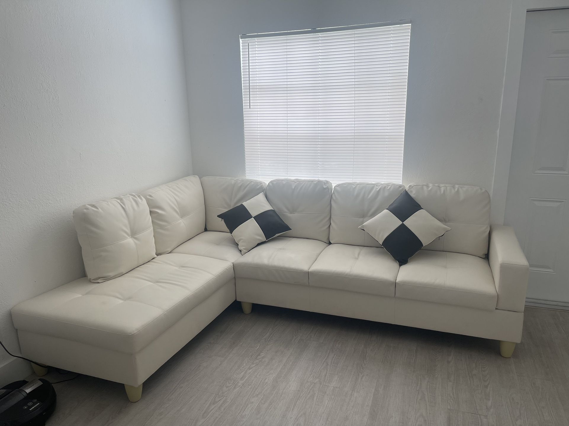 White Couch L shaped Sectional