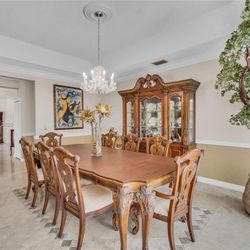 High-End Traditional Dining Set – Table + 8 Plush Chairs (Includes 2 Head Chairs)