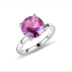 Silver Lab Pink Sapphire Ring Size 7