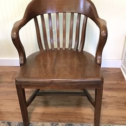 Vtg Sikes Co, Inc. Buffalo New York Solid Walnut  Office Chair Bankers Chair 