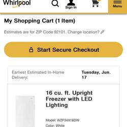 Whirlpool Household Freezer 16 Cu ft