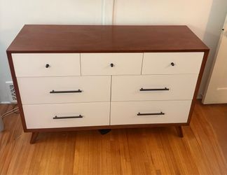 1960s retro white faced oak wrapped three year-old dresser super hip vintage 60s vibe 1960s retro white faced oak wrapped three year-old dresser super