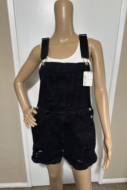 Women’s Black Distressed Short Romper Size LARGE