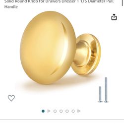 Goldentimehardware 20 Pack-Polished Brass Cabinet Knobs, Solid Round Knob for Drawers Dresser 1 1/5 Diameter Pull Handle