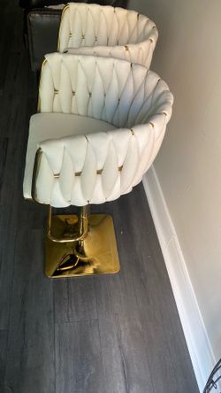 Swivel Bar Stools - Cream & Gold