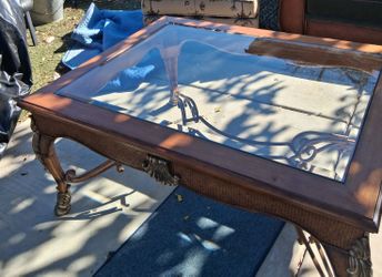 Wood and Glass Top Coffee Table