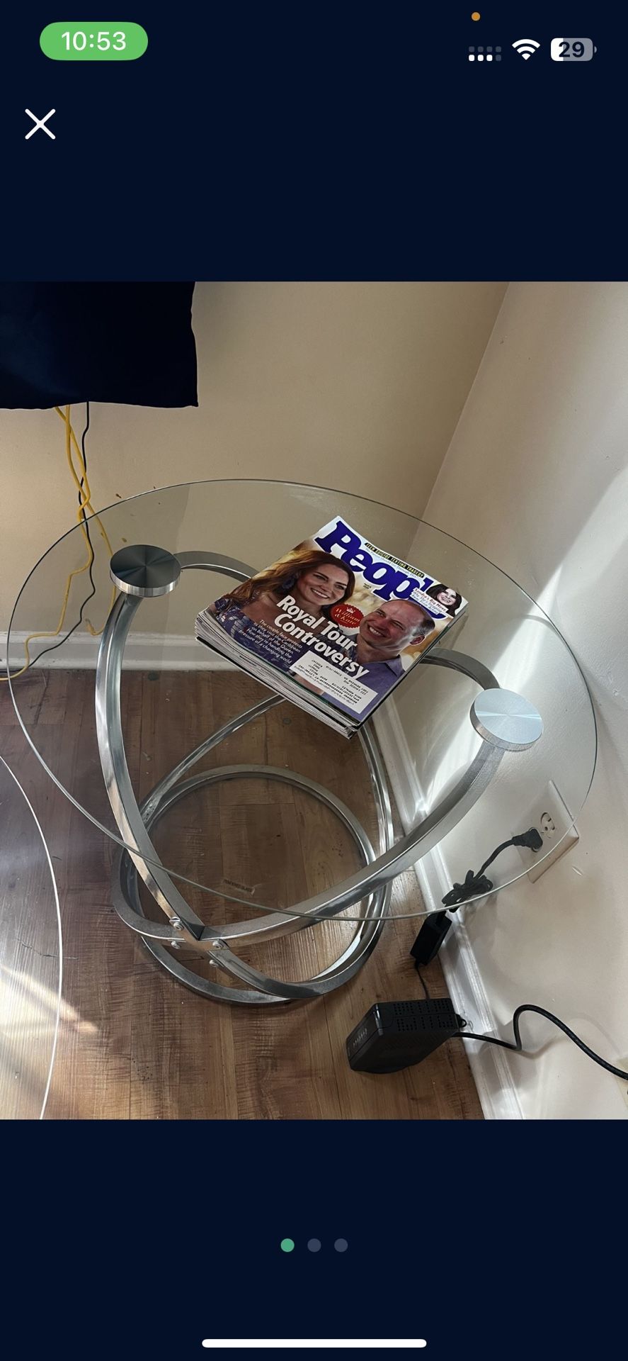 2 Glass Side Tables With One Living Room Table