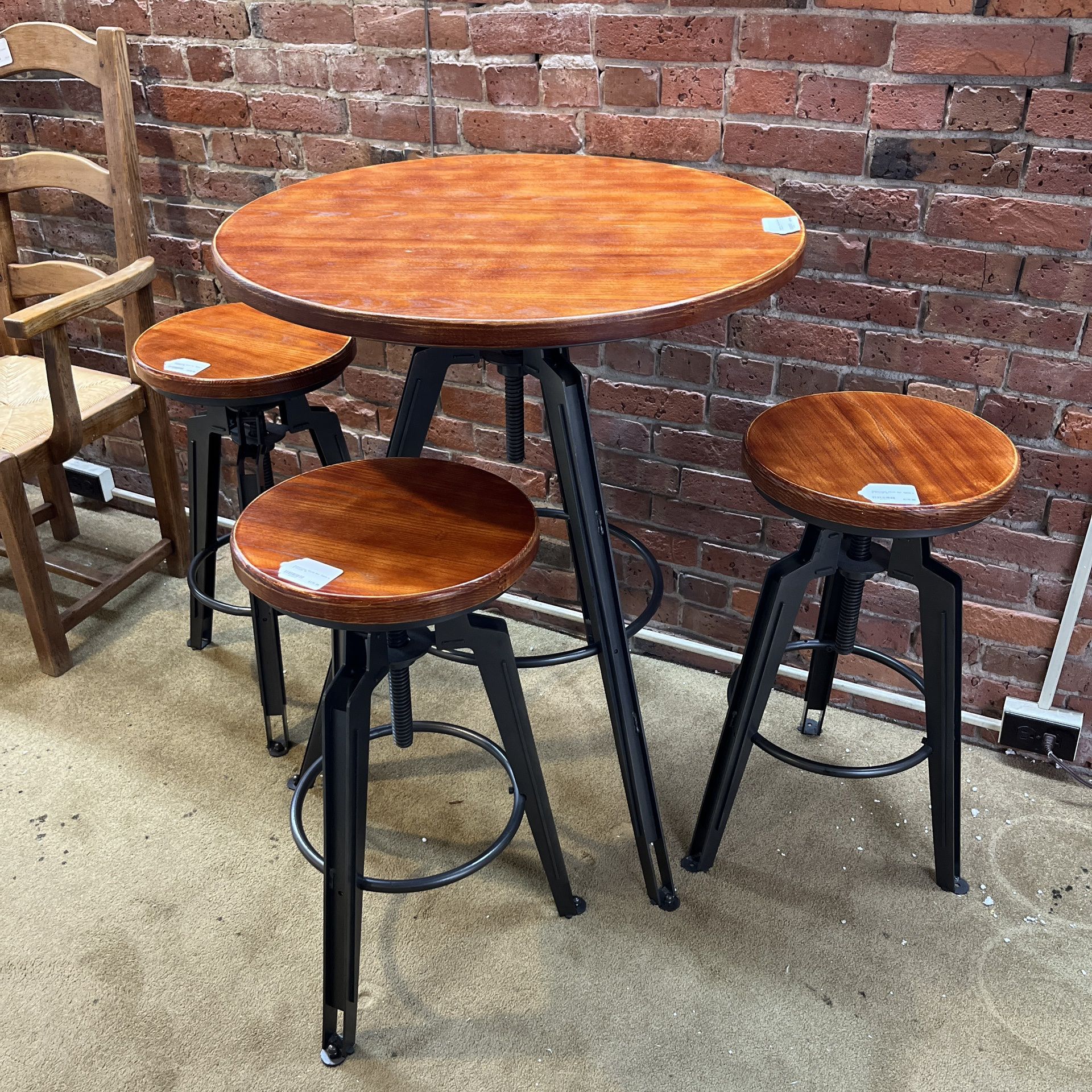 Industrial Style Bar Table W 3 Stools