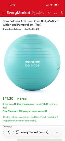 Core Balance Anti Burst Gym Ball 45cm Teal