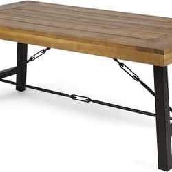 Christopher Knight Home Catriona Outdoor Acacia Wood Coffee Table, Teak Finish / Rustic Metal Brown and Black