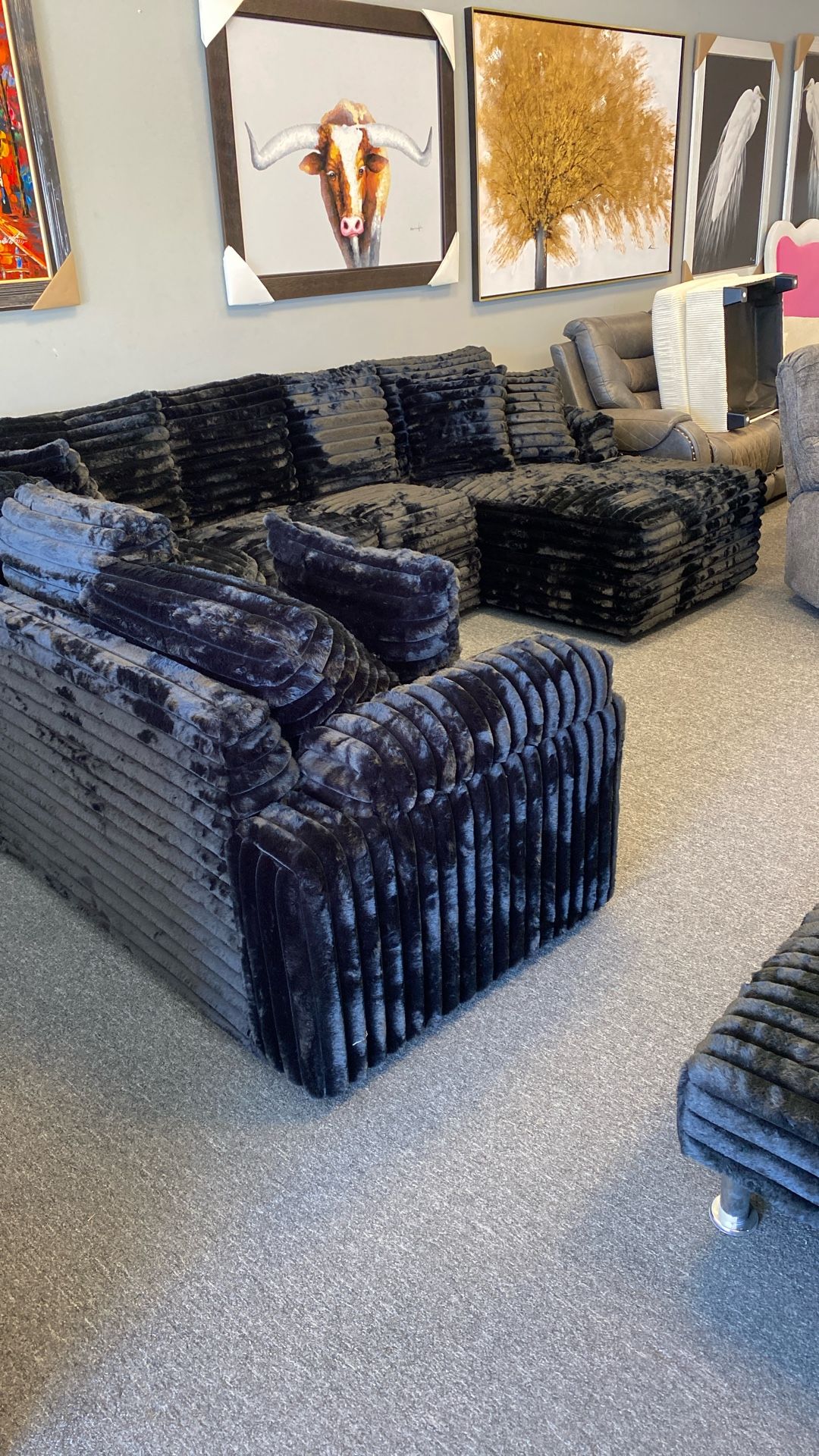 New In Stock Black super Plush 4pc Sectional W/ Accents  $1599 On Sale $10 Down Takes It Bad Credit ok Credit builder Program Can Deliver Today Outlet