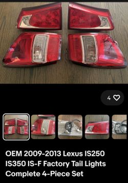 OEM 2009-2013 Lexus IS250 IS350 IS-F Factory Tail Lights Complete 4-Piece Set