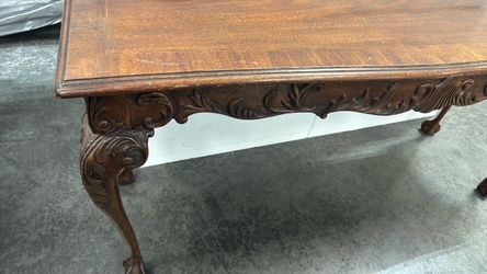 Antique Carved Wood Table with Cabriole Legs