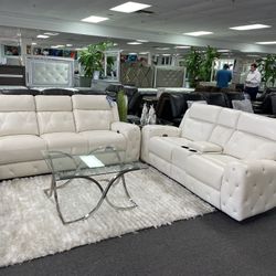 2 Piece Modern Diamond Power Reclining Sofa And Love Huge Summer Sale!!!