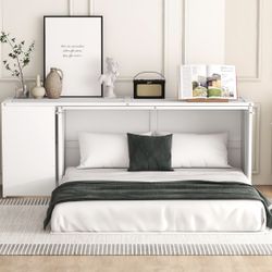 Queen Murphy Bed Cabinet with Removable Desk 81.3-inch 