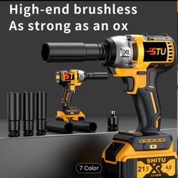 Cordless Impact Wrench Wireless Drill Kit, Brushless Electric Impact Gun Drill, Impact Wrench  21v