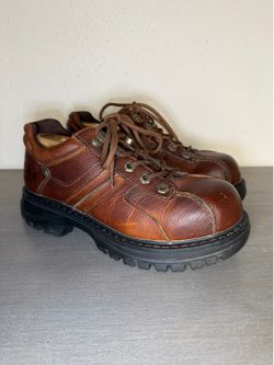 Vtg GBX  Russell Y2K Grunge Chunky Brown Leather Lug Sole Shoes Mens 9M
