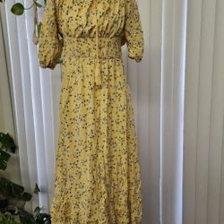 Maxi Dress Yellow Floral Xl