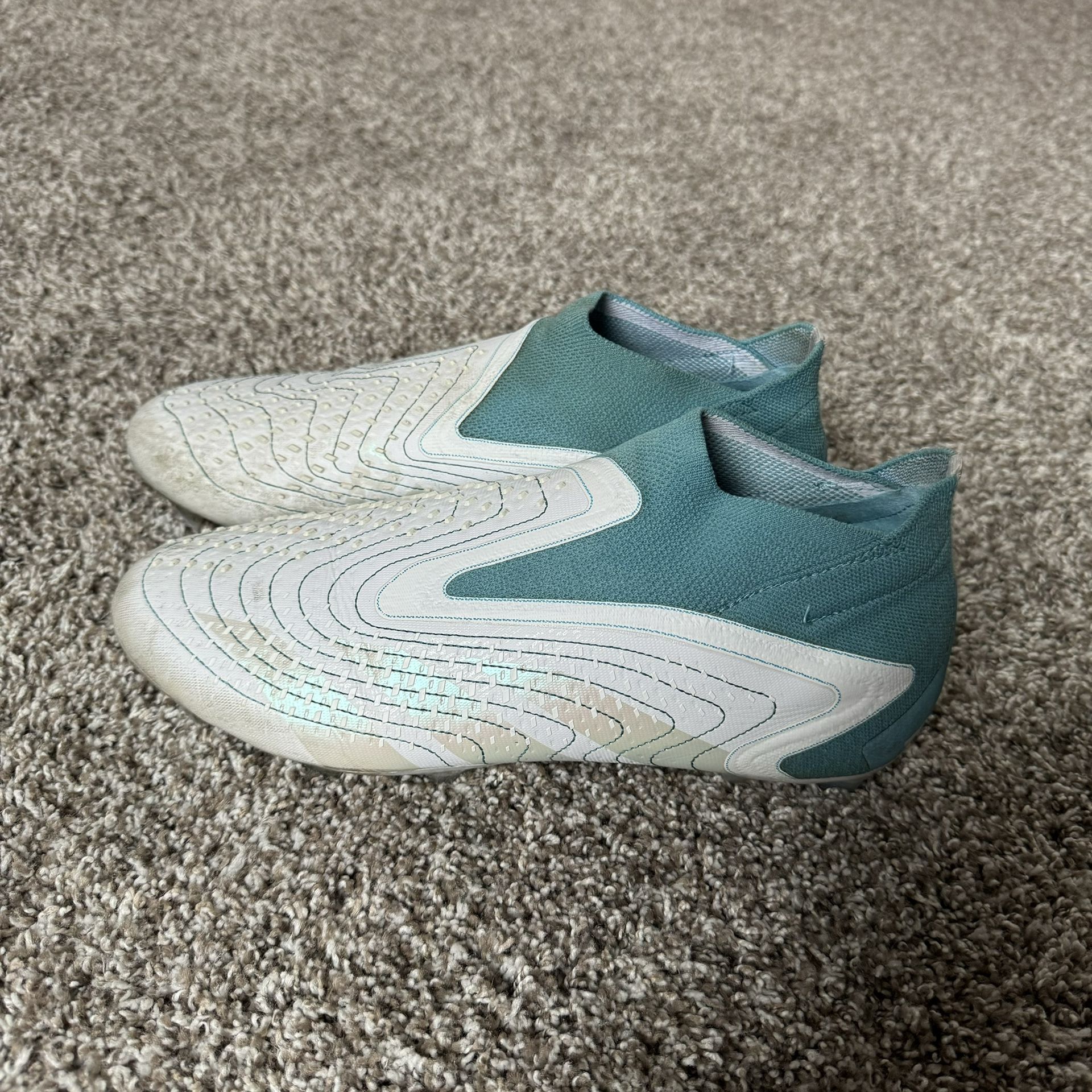 Adidas Predator Accuracy+ FG \'White Preloved Blue\' FZ6276 Soccer Cleats 6 - 10 Adidas PREDATOR ACCURACY+ FG White Grey Blue Size 11 US Mens  main image 3