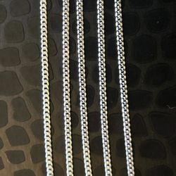 .925 STERLING SILVER FLAT CUBAN CURB LINK CHAIN/NECKLACE  22"