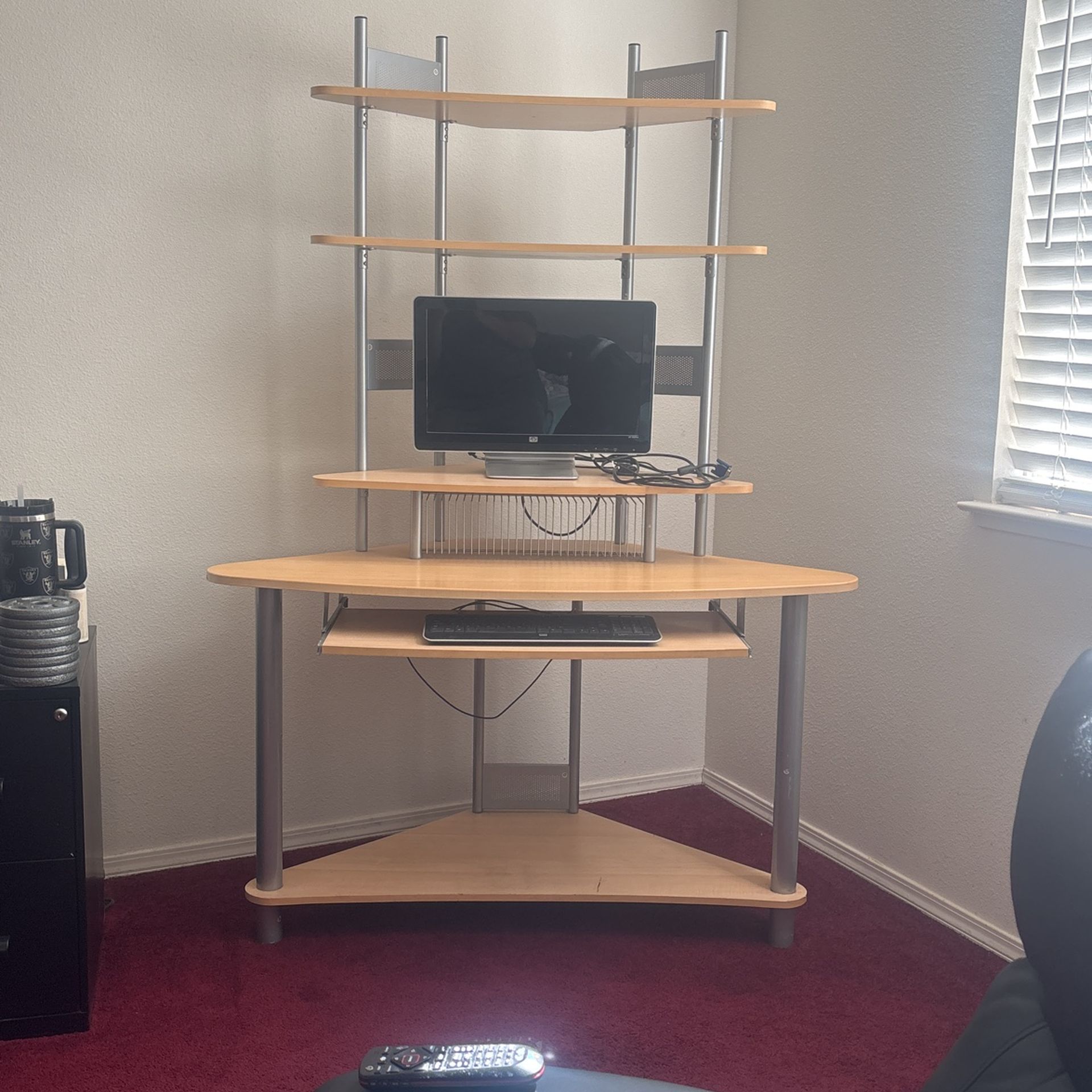 Computer Desk and Monitor and Keyboard