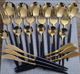 24pcs Stainless Steel Cutlery Set,Stainless Steel Cutlery, Portuguese Cutlery Spoon, Western Cutlery Set
