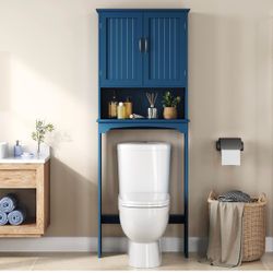 Over the Toilet Storage Cabinet, Bathroom Organizer, Navy Blue