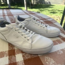 Men’s Vans White Leather Show Size 9