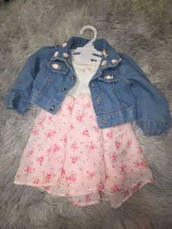 Baby Girl Floral Dress & Denim Jacket Set