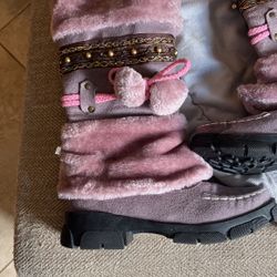 Pink Purple Bling Winter Boots 