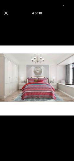 NEWLAKE Cotton Bedspread Quilt Sets-Reversible Patchwork Coverlet Set, Striped Bohemian Pattern,new