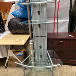 Modern Glass Audio TV Media Center Stand w/ Adjustable Shelves