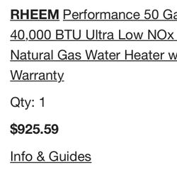 50 Gallon Water Heater Gas 