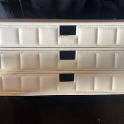 White Faux Leather Storage Drawers (Set of 3)