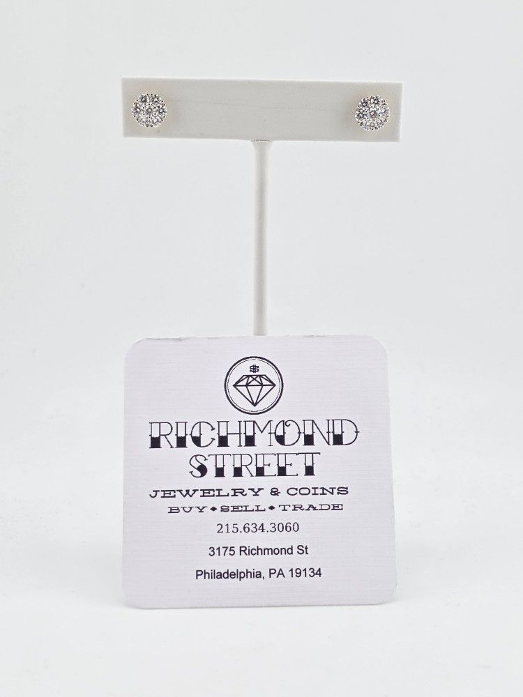 10k gold 1ctw lab diamond cluster earrings