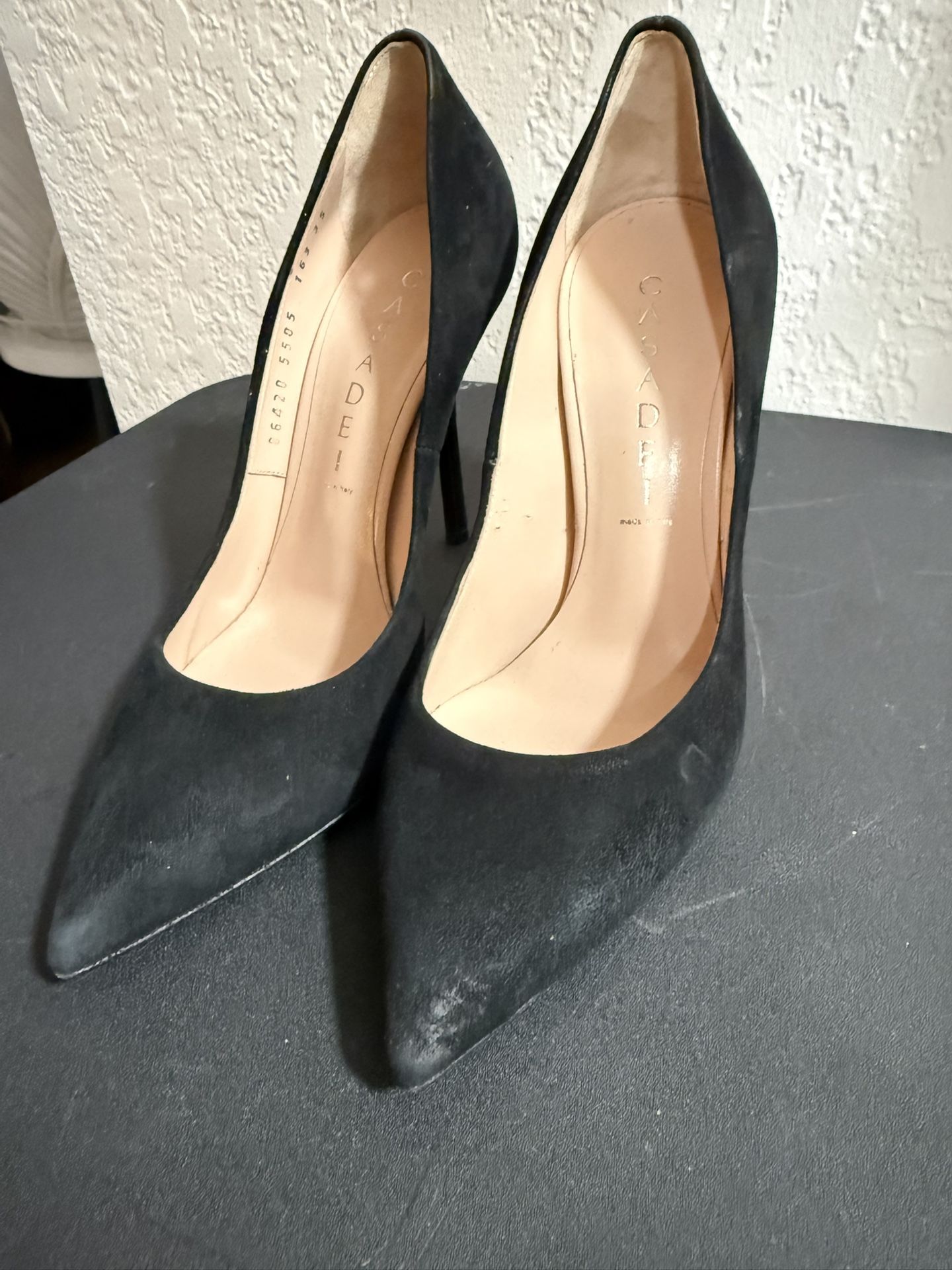 Casadei Black Suede Pointed Toe Pumps Size 5(35 europe)