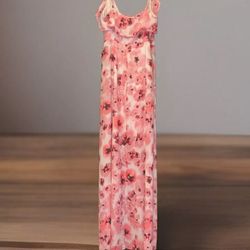 Express Women's Pink Floral Print Wrap Ruffle Maxi Hi-Lo Summer Dress Sz 10