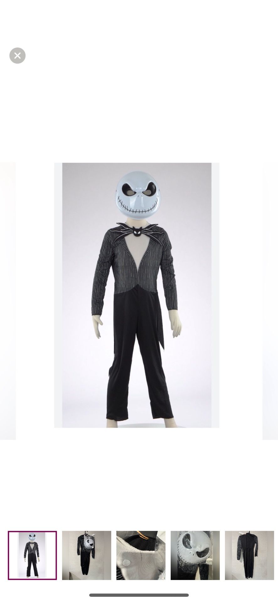 JACK SKELLINGTON Kids Halloween costume jumpsuit size medium 7-8