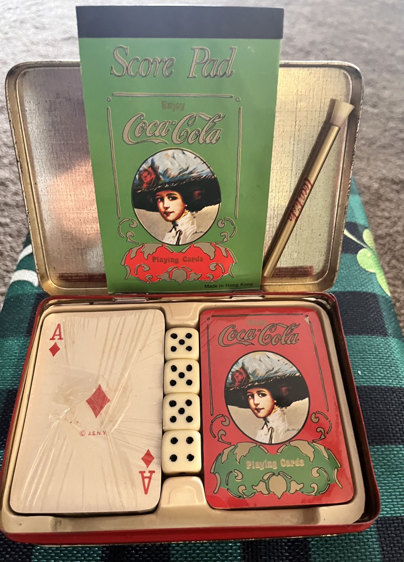 Coca Cola Red Card Game Set Tin Can Never Opened