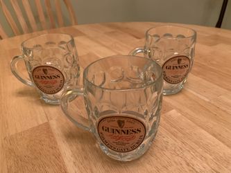 Set of 3 crystal guinnes beer mug