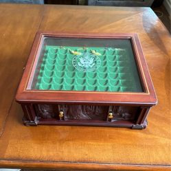 US State Quarters Coin Wood Display Case Danbury Mint Box w Keys